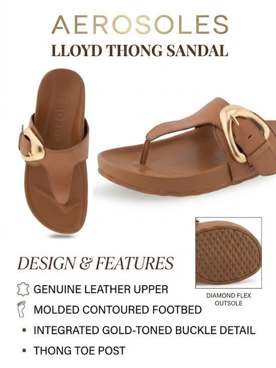 AEROSOLES Shoes - ✨ Aerosoles Lloyd Tan Leather Thong Buckle Sandal Size 8 NWOT